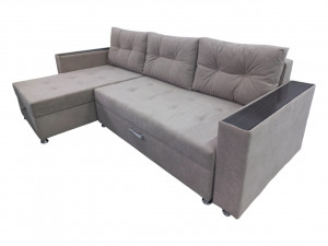 Диван угловой раскладной ППУ Евроугол бежевый велюр 250х155 см