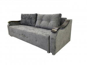 Диван прямой раскладной ППУ Еврокнижка с декором серый плюш 220 см