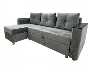 Диван угловой раскладной Лариссон 3 с твердыми подлокотниками Серый Плюш 230х143