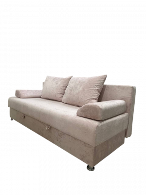 Диван в детскую прямой раскладной ППУ нежно-розовый плюш 190 см