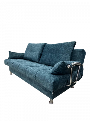 Диван прямой раскладной ППУ Финка с подлокотниками велюр бирюзовый 215 см