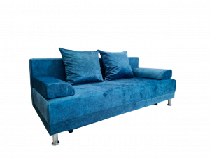 Диван прямой раскладной ППУ Еврокнижка синий велюр 190см
