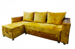 Диван угловой раскладной ППУ Евроугол желтый плюш 230х145 см