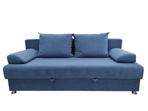 Диван прямой раскладной ППУ Озон велюр серо-синий 190 см.