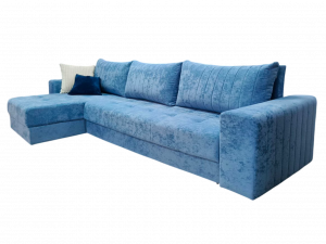 Диван угловой раскладной Сохо голубой плюш