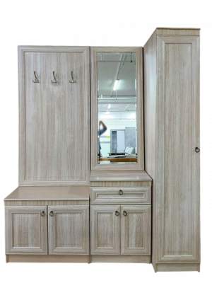 Прихожая Инна с зеркалом тумбой и пеналом денвер светлый 180х55х225