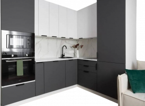 Кухонный гарнитур Норд серый софт белый 240х180