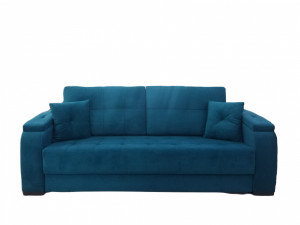 Диван прямой раскладной Юта синий велюр 230 см