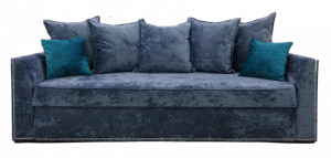 Диван прямой раскладной  Аристократ синий плюш 225см
