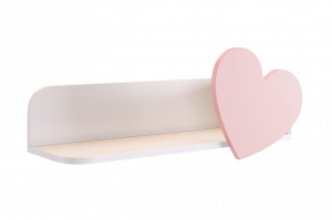 Полка навесная Сердечко белый/розовый 73х25х31