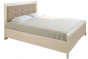 Кровать двухспальная КР-2034 с мягким изголовьем  ясень светлый 180х200