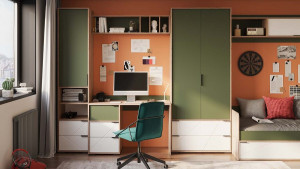 Набор детской мебели Лео Гикори джексон/Белый матовый/Дымчатый зеленый