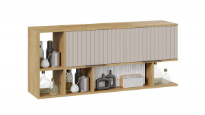 Шкаф настенный с двумя полками Хилтон  Дуб Крафт золотой, Мокко матовый 135*32*58