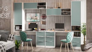 Набор детской мебели Марли Белый, Серо-голубой