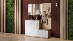 Прихожая Хилтон Дуб Крафт золотой, Белый матовый