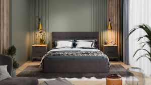 Спальный гарнитур Джоли Черный матовый, Дуб Крафт золотой, Графит матовый