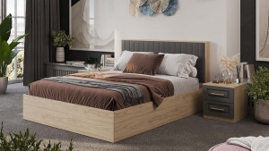 Спальный гарнитур Сэнди Вяз благородный, Серый вулкан, Велюр Графит