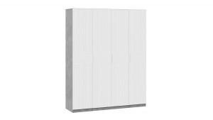 Шкаф распашной 4-х створчатый комбинированный Хилтон Ателье светлый/Белый матовый 180х53х226