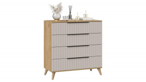 Комод Хилтон с опорами Бук матовый, Дуб Крафт золотой, Мокко матовый