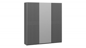 Шкаф-купе распашной 3-х створчатый зеркальной дверями Оскар Хилтон Серый графит\Графит матовый 209х57х230