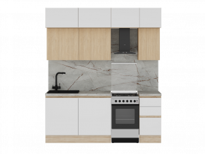 Кухня Женева Цвет Дуб Палермо/Белый матовый 220х60х245