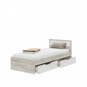 Кровать Гармония 900 с ящиками Дуб крафт серый/дуб крафт белый (Ш952*В780*Д2032)