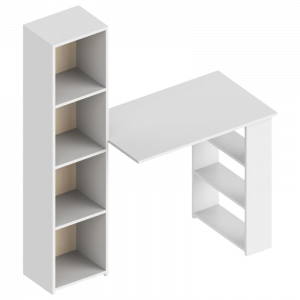 Стол письменный компьютерный Бьянко белый с полками 115см