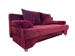 Диван прямой раскладной ППУ РИО 3 бордовый плюш 190 см