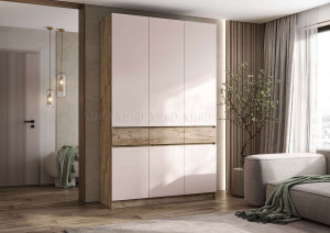 Шкаф распашной Роджина дуб крафт серый /кашемир 150*240*51