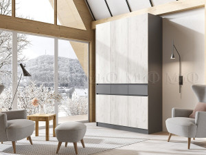 Шкаф распашной Роджина графит /дуб крафт белый 150*240*51