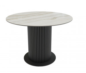 Стол обеденный круглый не раскладной Раунд бежевый -90 см