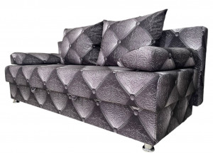 Диван прямой раскладной ППУ Валик серый с узорами 190 см
