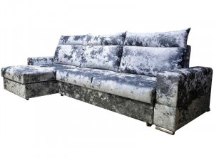 Диван-кровать угловой Санремо  серый плюш 335х160