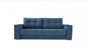 Диван прямой раздвижной НПБ Бруклин со встроенным столиком синий велюр 245см