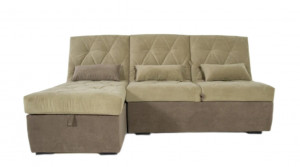 Диван угловой раздвижной НПБ Рич 2 бежевый/коричневый велюр 220х170
