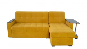Диван угловой ППУ Фаворит 5 желтый велюр со столиком 270х160