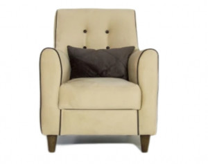 Кресло Прованс бежевый велюр с коричневой оконтовкой 60см
