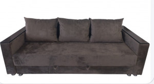 Диван прямой раскладной ППУ Еврокнижка коричневый плюш 220 см