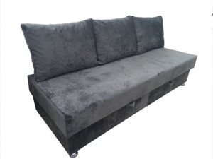 Диван прямой раскладной без подлокотников на НПБ серый плюш 190 см