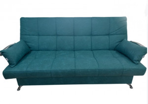 Диван прямой раскладной ППУ Финка с хромированными подлокотниками бирюзовый велюр 215 см