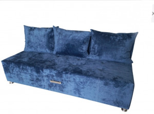 Диван прямой раскладной ППУ Еврокнижка синий плюш 190 см