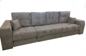 Диван прямой раскладной ППУ Эдинбург с выкатным модулем бежевый плюш 320 см