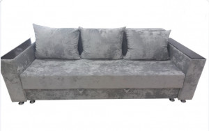 Диван прямой раскладной НПБ Еврокнижка серый плюш 220 см