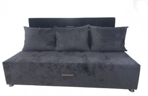Диван прямой раскладной ППУ Валик с утяжкой без подлокотников серый плюш 190 см