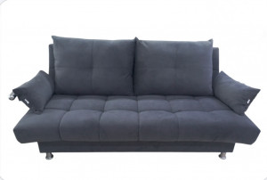 Диван прямой раскладной ППУ Финка с хромированными подлокотниками серый велюр 215 см