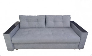 Диван прямой тройной раскладки ППУ серый велюр 230см