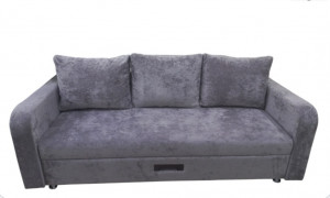 Диван прямой раскладной ППУ Еврокнижка серый плюш 220см