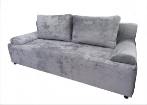 Диван прямой раскладной ППУ Куб серый плюш 200 см