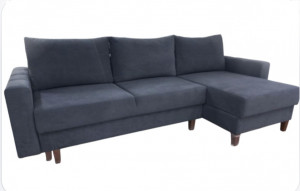Диван угловой раскладной НПБ Троя на высоких ножках серый велюр 270х150