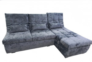 Диван угловой раскладной ППУ София серый плюш 225 см